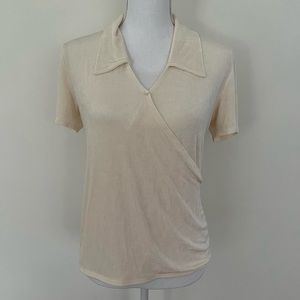 Vintage Orare white cream collared v-neck - Size M